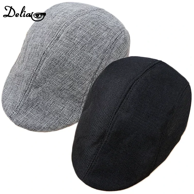 Men Summer Breathable Berets Soft Cotton and linen Hat Windproof Street Newsboy Beret Hat Retro England Hats Peaked Painter Caps beret hat,newsboy cap,newsboy hat,breathable hat