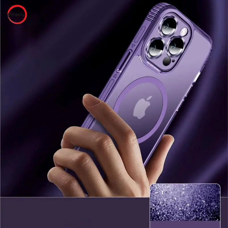 

New Luxurious Shockproof Plating with Lens Thin Magnetic Soft Phone Case for iPhone 15 14 13 12 Pro Max Magsafe Cover