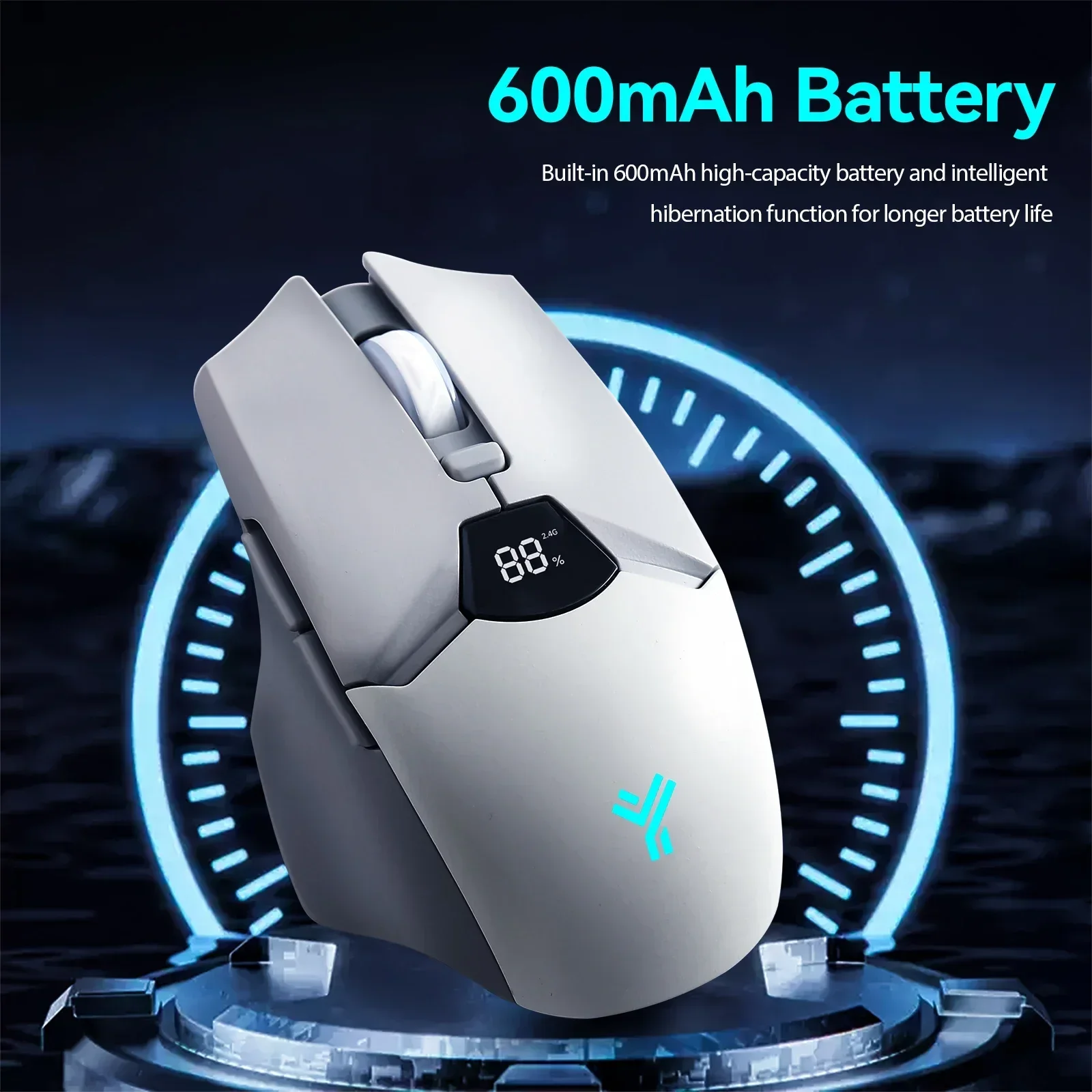 Ergonomic Silent Wireless Bluetooth Mouse with Digital Battery Display