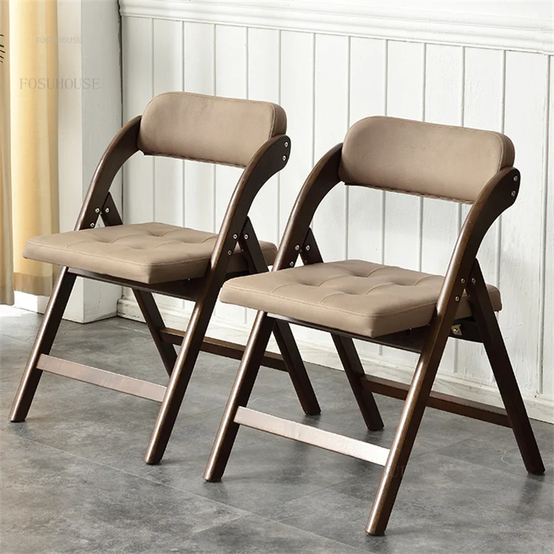 Nordic Solid Wood Kitchen Dining Chairs Modern Minimalist Designer Folding Chair for Household Furniture Leisure Backrest Stools