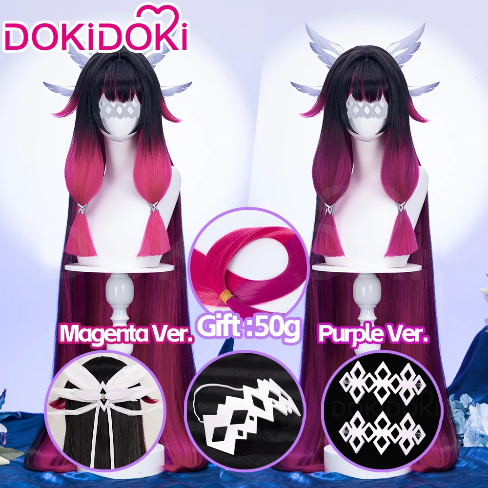 IN STOCK Columbina Wig【110~120CM】Game Genshin Impact DokiDoki Fatui Harbinger Columbina Cosplay Wig Headwear Eye Mask Earplug