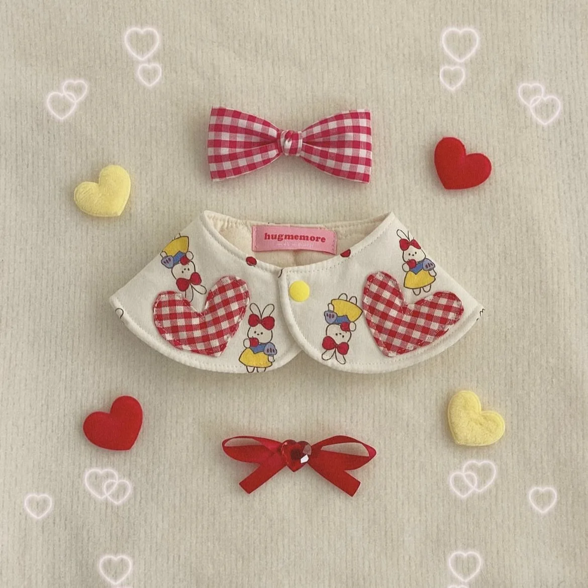 INS 귀여운 격자 무늬 러브 토끼 망토, 애완 동물 고양이 개 스카프, 물 스카프 장식, 개 헤어 액세서리, 개 활 넥타이, 신제품  Best5