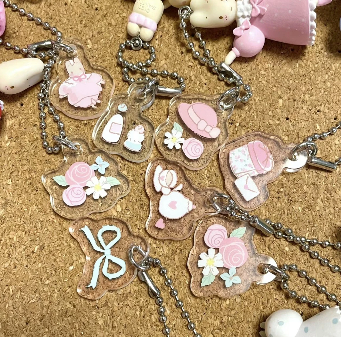 Neues Produkt auf Lager: Jasmin-Kaninchen-Puppe Blind Box Anhänger Acryl-Hängeanhänger Schlüsselanhänger Französischer Blumen-Nachmittagstee-Kaninchen – Detail 7