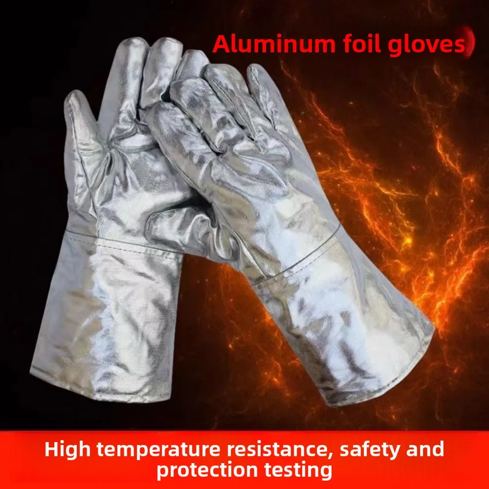 Heat-Resistant Aluminum Foil Protective Gloves – High-Temperature Industrial Thermal Insulation Gloves