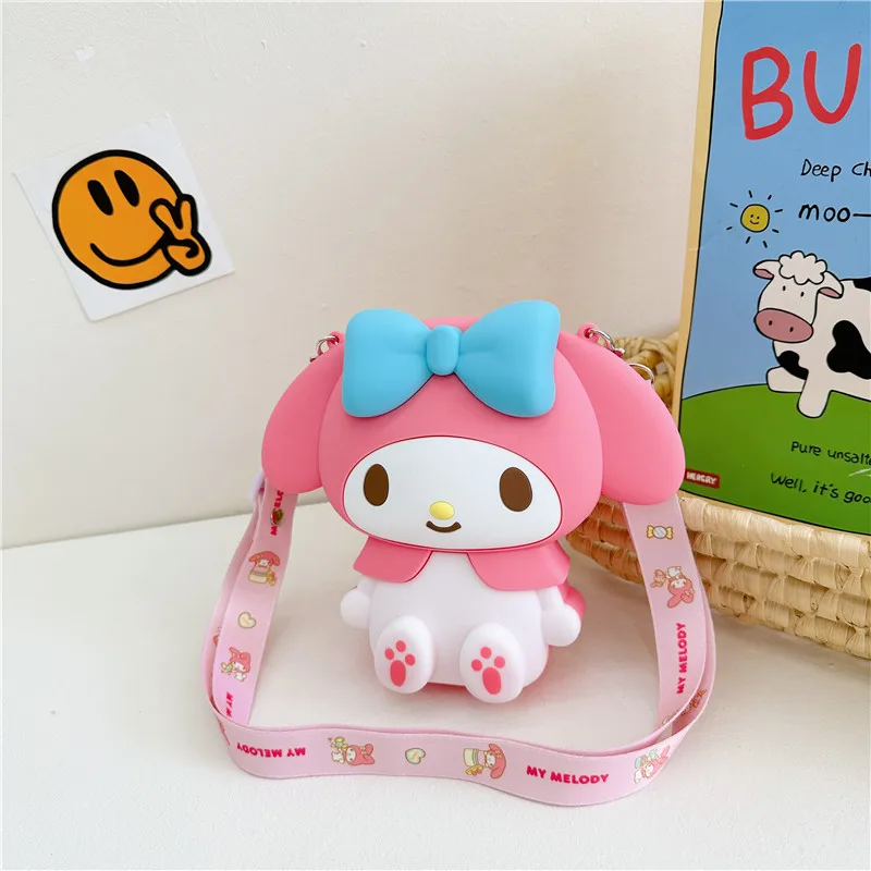 New Kawaii Sanrio Silicone Purse Messenger Bag  My Melody Kuromi Cute Girl Anime Cartoon Children Backpack Toys Christmas Gift