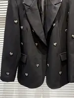 2025 mode industrie lourde revers Blazer femmes printemps automne décontracté coréen dames bureau costume manteau tempérament femmes hauts noirs 6