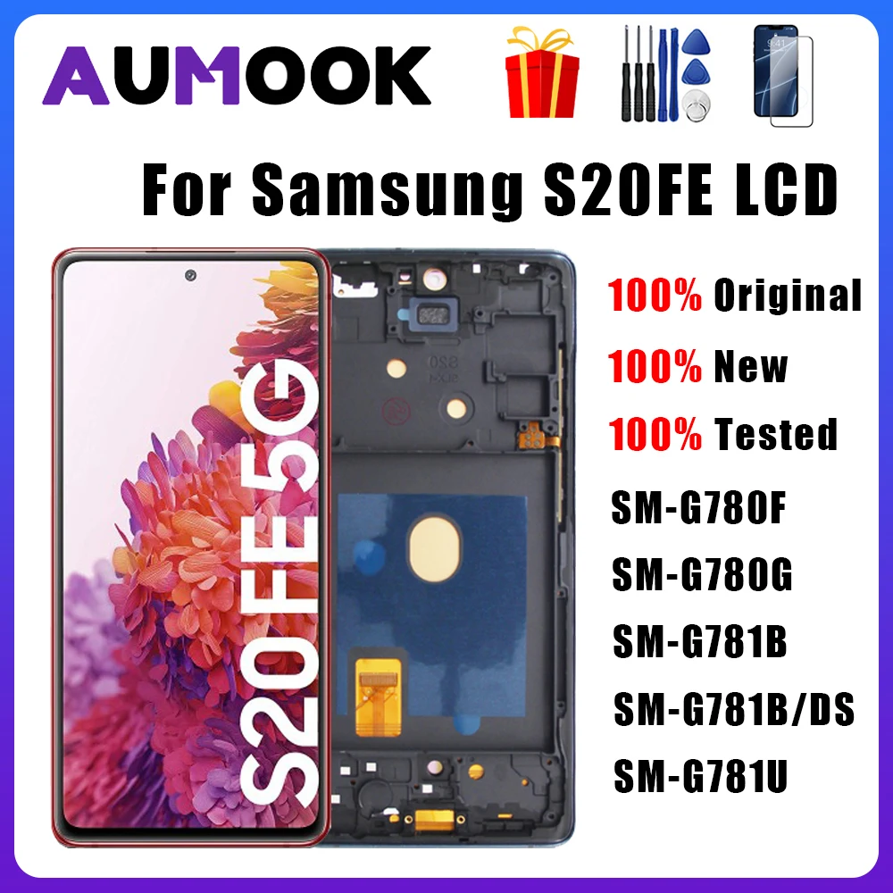 

For Samsung S20FE Original AMOLED Display Touch Screen With Frame Digitizer Assembly For SM S20 FE SM-G781B SM-G7810 LCD