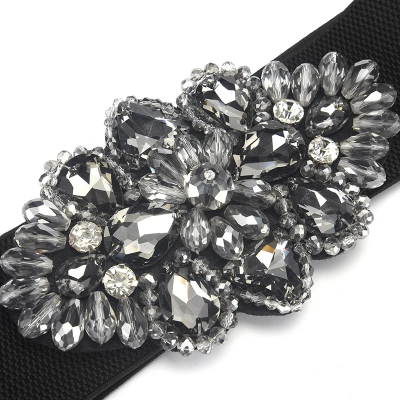 Women's Crystal Buckle Belt，With Skirts Elastic Wide Waist Cover Woman Fashion Versatile Decoration Elastic Belt，For Ideal Gifts