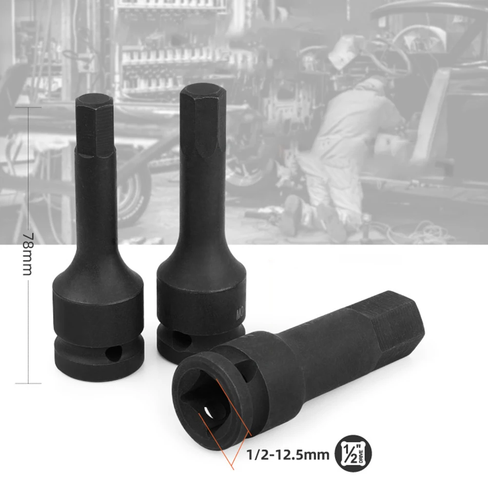 1pc 1/2in Electric Drill Socket Adapter Impact Screwdriver Hex Bit Hexagon Hex Hexagon Wrench Sockets For Impact Wrench Tool