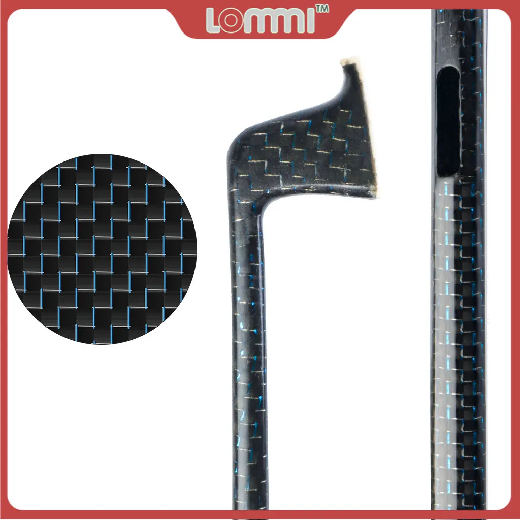 

LOMMI Durable Unfinished 4/4 Size Violin Bow Blue Silk Braided Carbon Fiber Bow Stick Semifinished Bow Stick