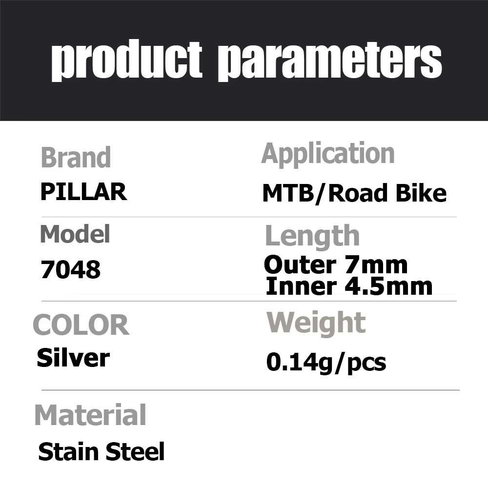 외부 니플 스테인리스강 필러 PW 7048 와셔, 7.0mm 외경 4.8mm 내경 0.14g/pcs