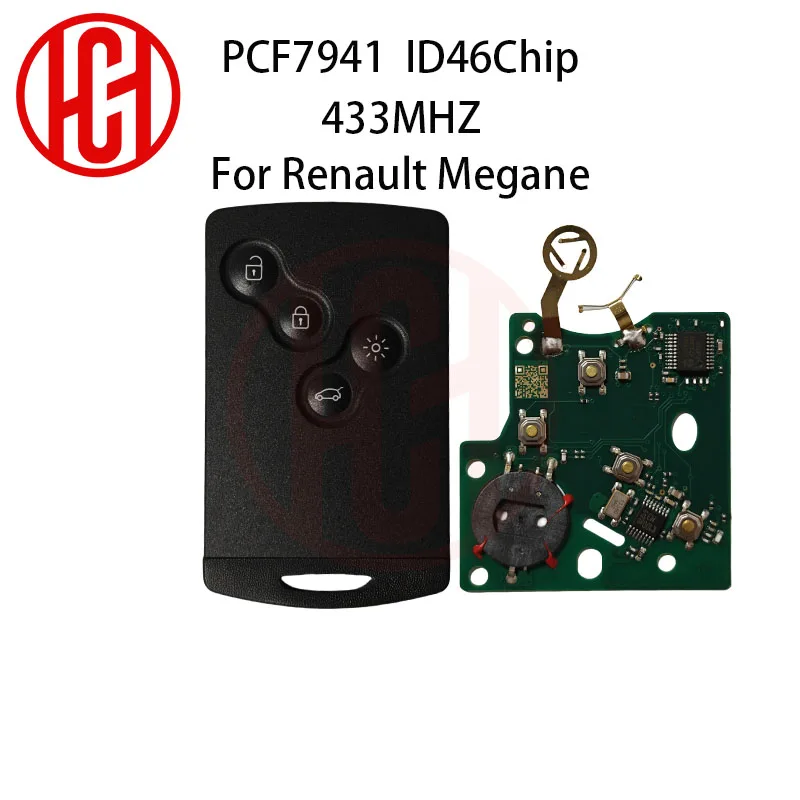 PCF7941 ID46 ชิป 433Mhz 4 ปุ่มสมาร์ทการ์ดรีโมทคีย์สําหรับRenault Megane 3 Laguna 3 Scenic 3 2009-2015 กุญแจรถ