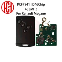 PCF7941 ID46 ชิป 433Mhz 4 ปุ่มสมาร์ทการ์ดรีโมทคีย์สําหรับRenault Megane 3 Laguna 3 Scenic 3 2009-2015 กุญแจรถ