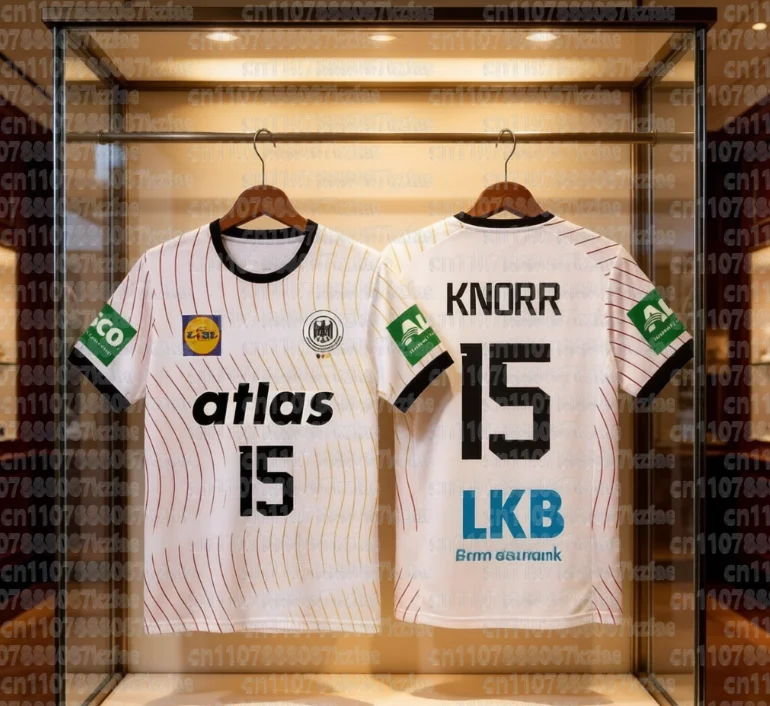 Heiß begehrtes deutsches Handball-Eltern-Kind-Trikot 2025-26 – Heim- und Auswärtstrikot im 3D-Druck, schnelltrocknendes T-Shirt