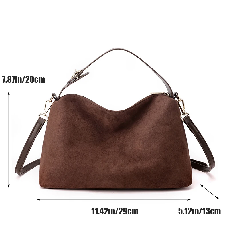 Vintage Chamois Leather Women's Shoulder Bag Fashion Large Capacity Crossbody Bag Soft Handbag For Women Shopping