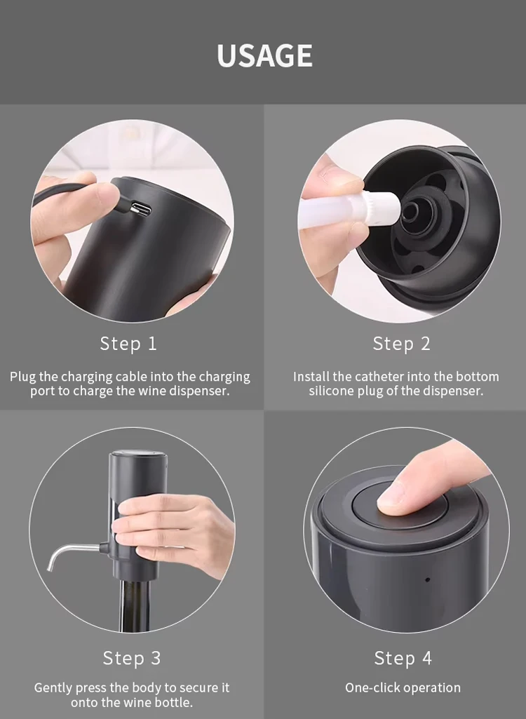 Intelligent Electric Wine Aerator and Dispenser Automatic Wine Dispenser Bar Tools TYPE-C Rechargerable
