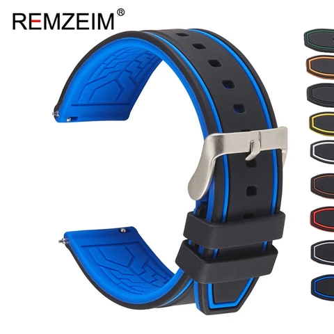 Release Rubber Watch Strap Sport Silicone Watch Band 20mm 22mm For Huawei Samsung Garmin Watch Replacement Watchband