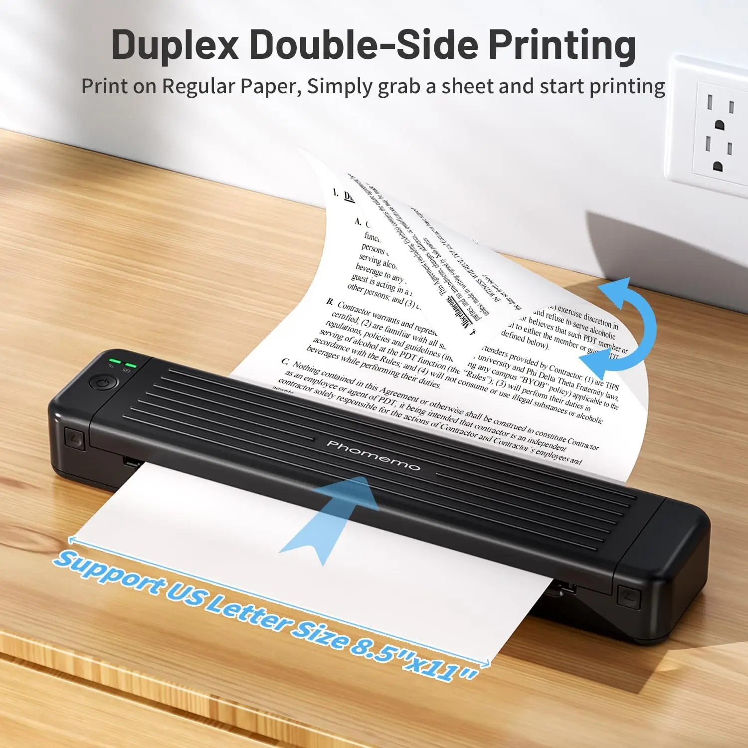 Portable Printers Wireless for Travel, Inkless Printer Mini Bluetooth Small  Printers for Home Use Support 8.5 X 11 US Letter Legal, A4, A5 Thermal