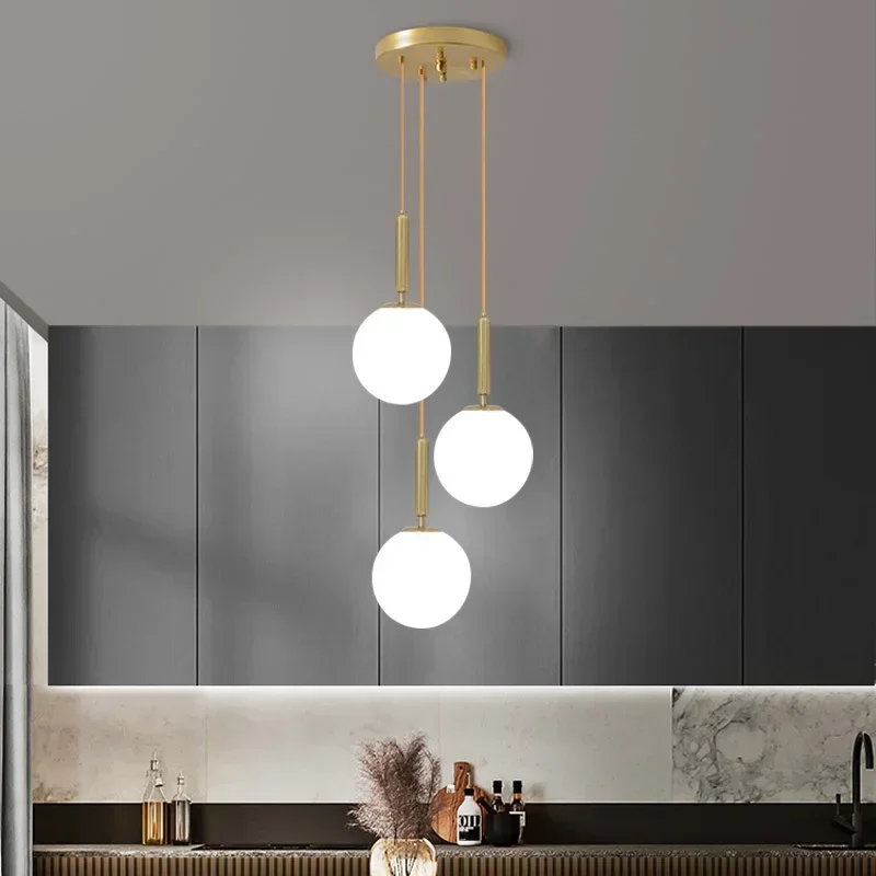 

Modern LED Glass Ball Pendant Chandelier Room Decor Fixtures for Dining Room Indoor Hotel Lobby Decor Stairs Brass Hanging Lamp