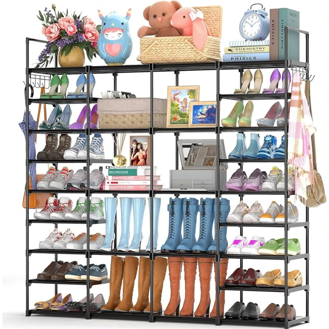 3-Tier Long Shoe Rack for Closet Metal Wide Shoe Organizer for Entryway,  Bedroom, Floor, Holds 24 Pairs Men Sneakers Stackable - AliExpress