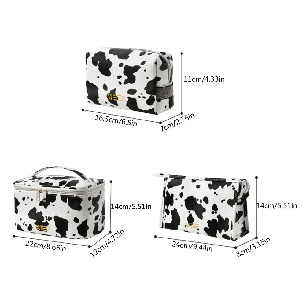 PU Cow Women Portable Cosmetic Bag Multifunction Waterproof Toiletries Organize Storage Handbag Female Travel Makeup Bags 5