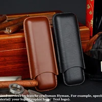 Portable Cigar Case for Man-made Leather Cigar Holder, 2 Tube, Mini Box, Humidor, Smoking Accessory, 52 Ring 1