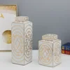 Gold Grain Ceramic Cylinder Tank Airtight Storage Jar General Jar Vase Tissue Box Ceramic Handicraft Ornaments Vintage Bottle 5