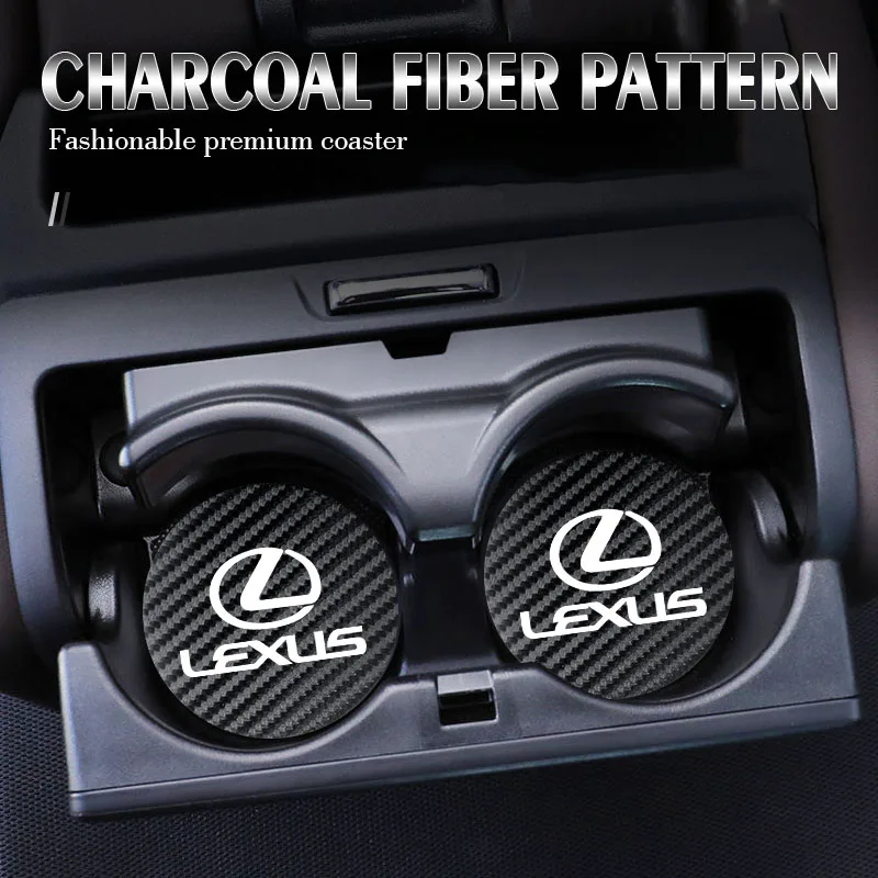 Car Leather Coaster Anti-skid Water Cup Mat Cushion For Lexus IS250 LS460 RC200 LM300 RX450 LX NX350h LC UX CT RZ450e RC300 2Pcs car interior anti slip pad