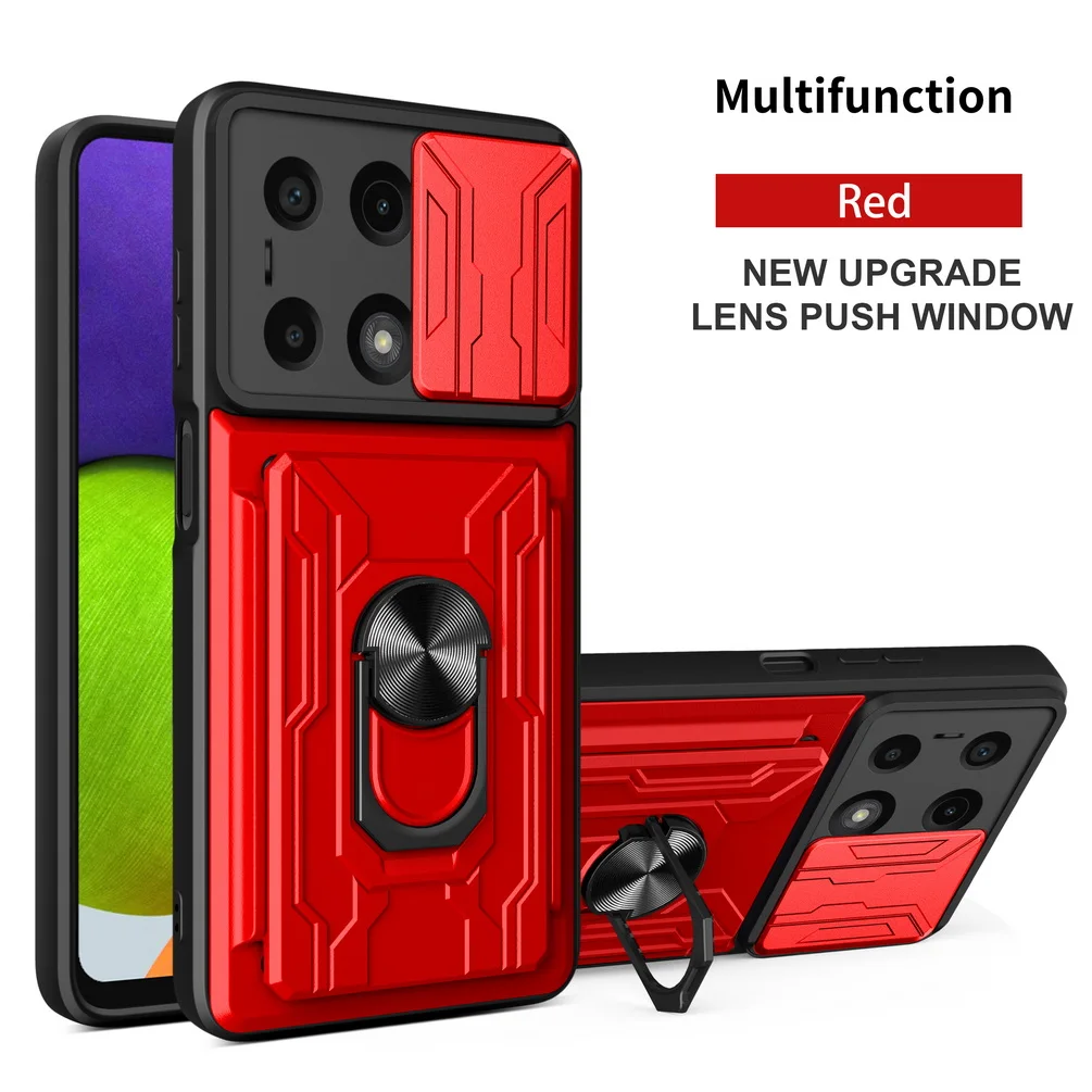 Card Slot Camera Protect Case with Armor Hybrid Ring Cover