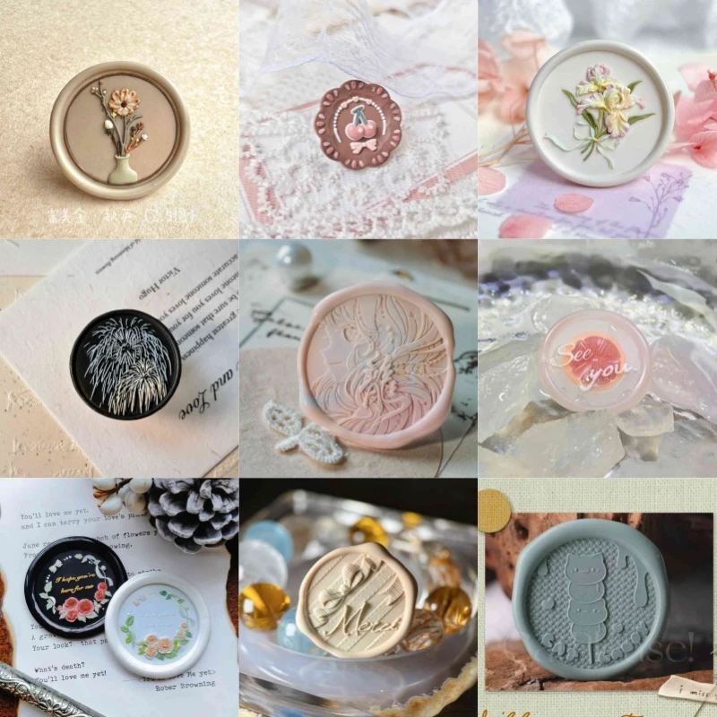 Lacquer Seal Seaside Rose Stamp Root Stamp Head Warm Light Series Alien Carving Head Cute Cat Copper