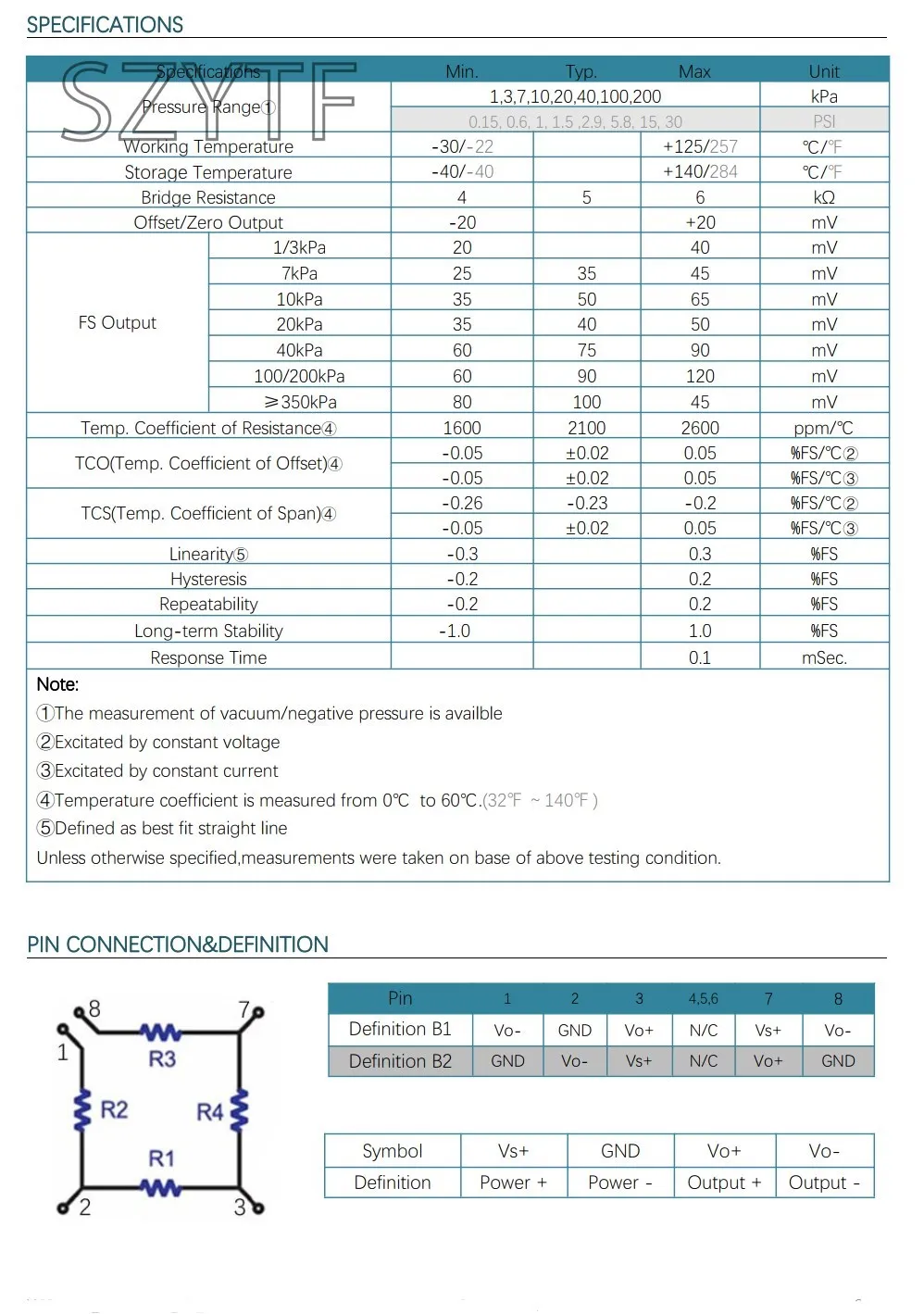 XGZP190 Micro Differential Pressure Sensor 1kPa Double Intake