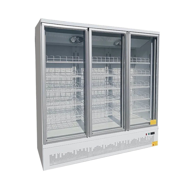 Upright Double Glass Doors Drink Beverage Cooler Wine Display Fridge