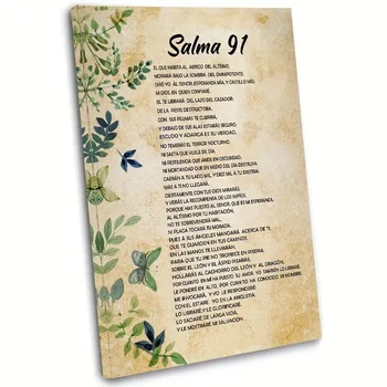 1pc Canvas Poster Religion Art, Psalm 91 Wall Art Spanish Verses No Frame Christian Bible Verses Wall Decor Inspirational Quotes 1