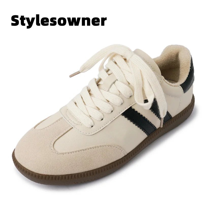 

Fashion New Design Platform Women's Casual Shoes Genuine Leather Simplicity Lefu Shoes Round Head Low Heel Lace Up Sneakers