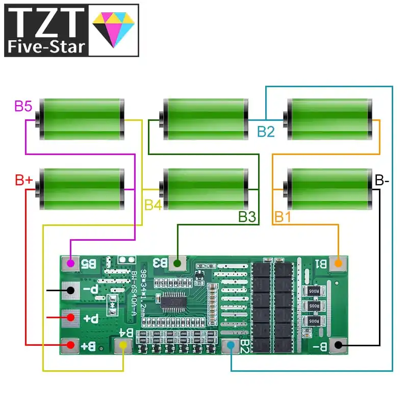 TZT 1/3PCS 24V 6S 40A 20A BMS 18650 Li-Ion Lithium-Batterie Poretect Board Solar beleuchtung BMS PCB Mit Balance Für Ebike Roller