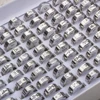 100pcs/Lot Mens Womens Stainless Steel Rings Polished Laser Cut Patterns Fashion Jewelry Wholesale Mix Styles 3