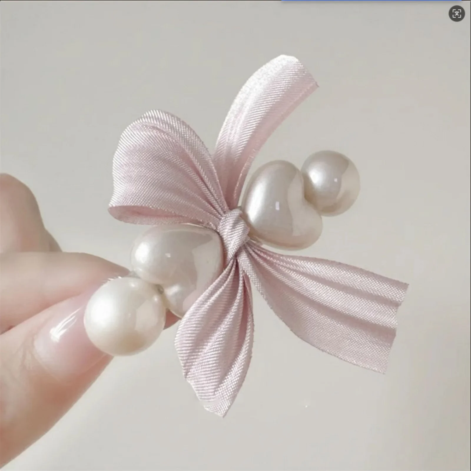 1PC Elegant Pink Satin Bow Hair Clip,Pearl Decor Hair Accessory For Women,Stylish Hair Grip, Perfect For Daily Wear Party Gift
