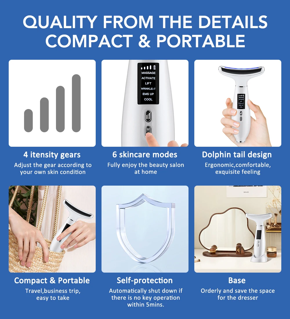 Electric Neck Beauty Device with LED and Ice Compress