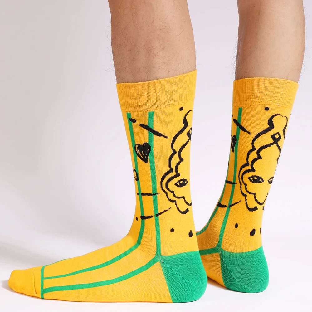 6 Pairs Colorful Men's Dress Socks Fancy Novelty Funny Casual Patterned Breathable Cotton Crew Business Long Socks