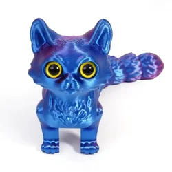 3D Printed Adorable Cat Ornaments - Tail Joint Movable Décor for Home, Office, and Car (C blue)