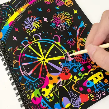 Rainbow Scratch Paper Note Libro d'arte per bambini Nero Fai da te Arcobaleno Arte Carta di carta Neon Scratch Book Disegno a colori Scratch Book
