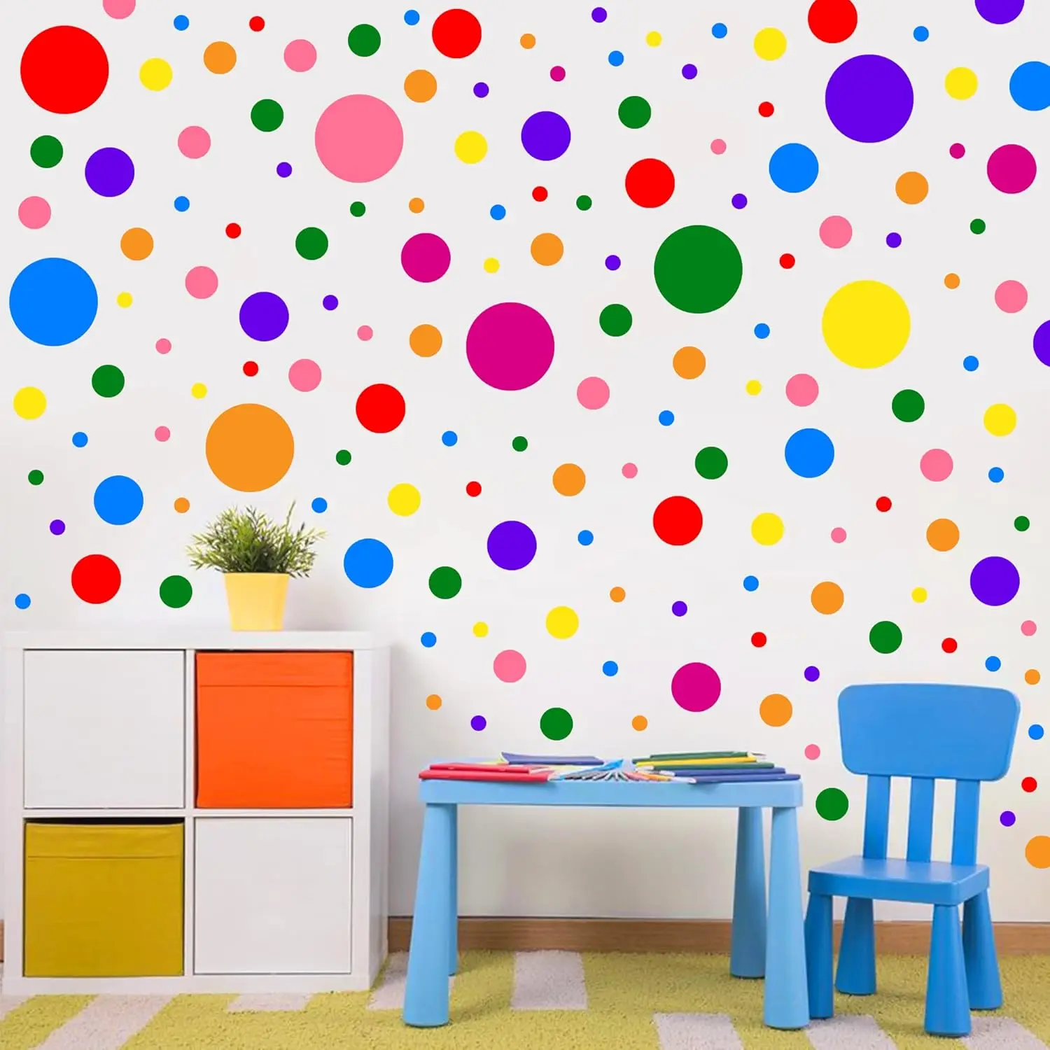 1240Pcs/24Sheets Boho Polka Dot Wall Decals Peel and Stick Kids Wall ...