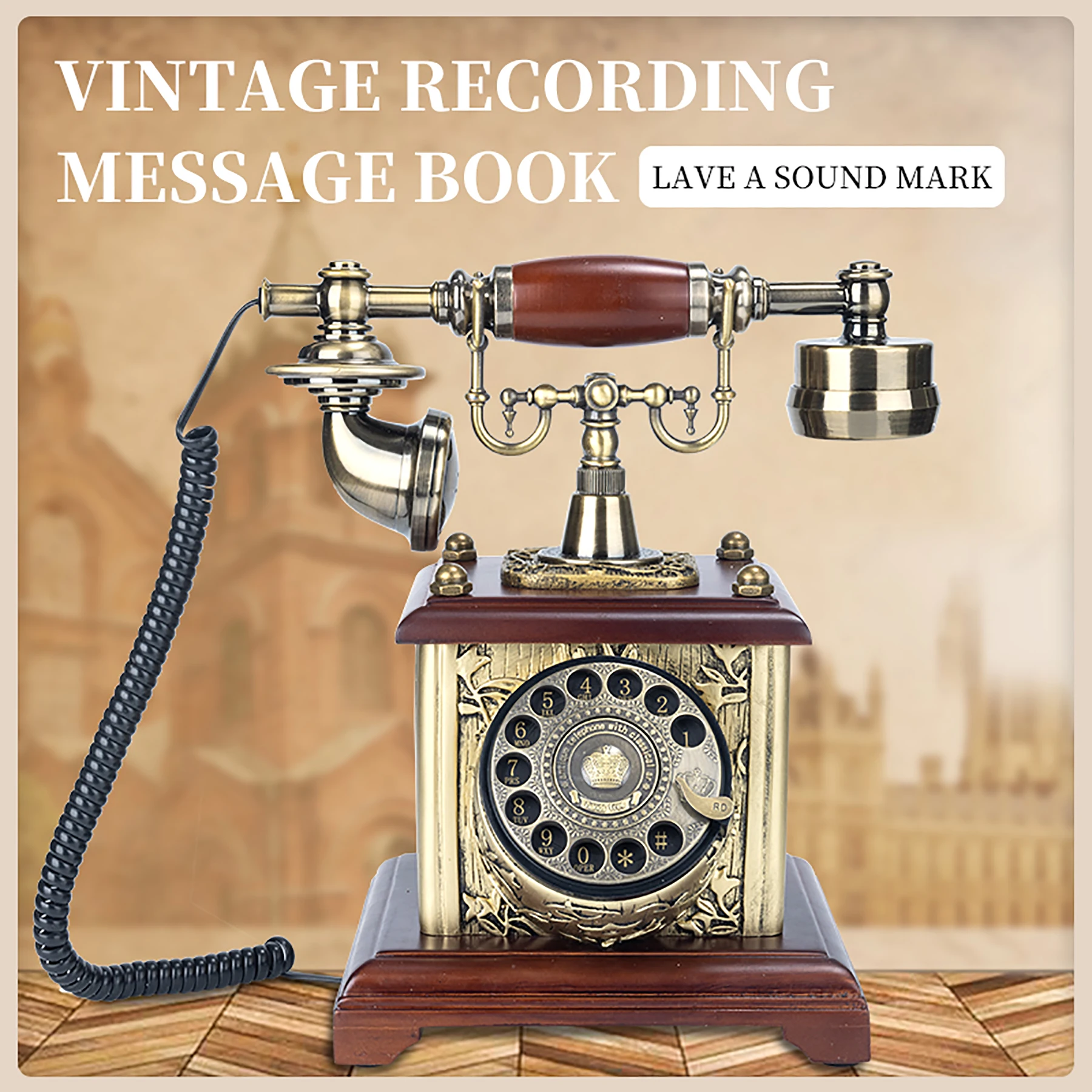 Classic voice guest book phone retro rotary blessing message phone audio message book suitable for wedding party birthday