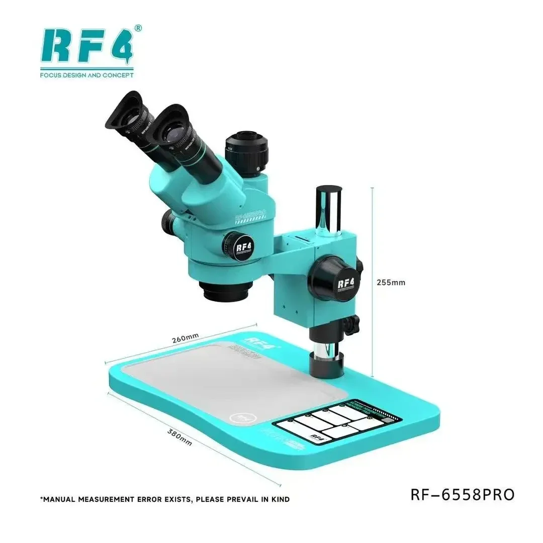 RF4 6558PRO 2K/4K 1080P USB HDMI 비디오 디지털 삼안 현미경 카메라 6.5-58X C 마운트 렌즈 수리 납땜 용 대형베이스