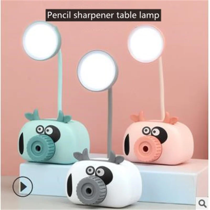 Newest!!! Cartoon USB Rechargeable Lamps Storage Box Night Light LED Pencil Sharpener Small Table Lamp