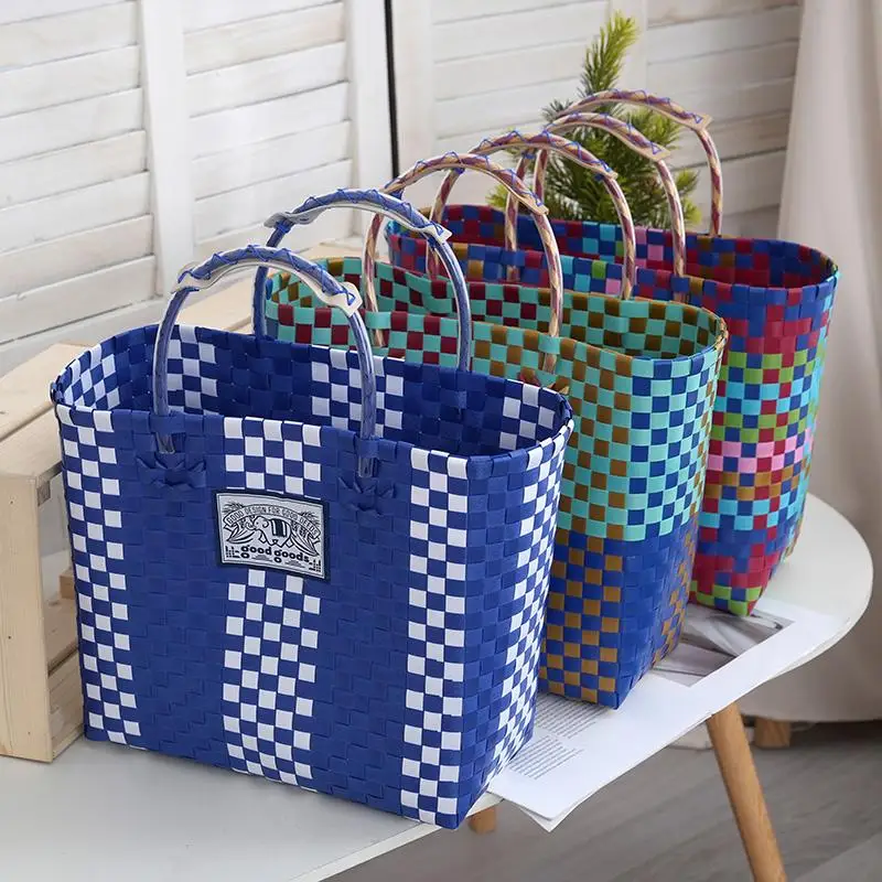 Medium Size Big Capaci Woven op Basket Vegetable Basket Beach Bag Handbag Bathing Basket Fly Storage Utili