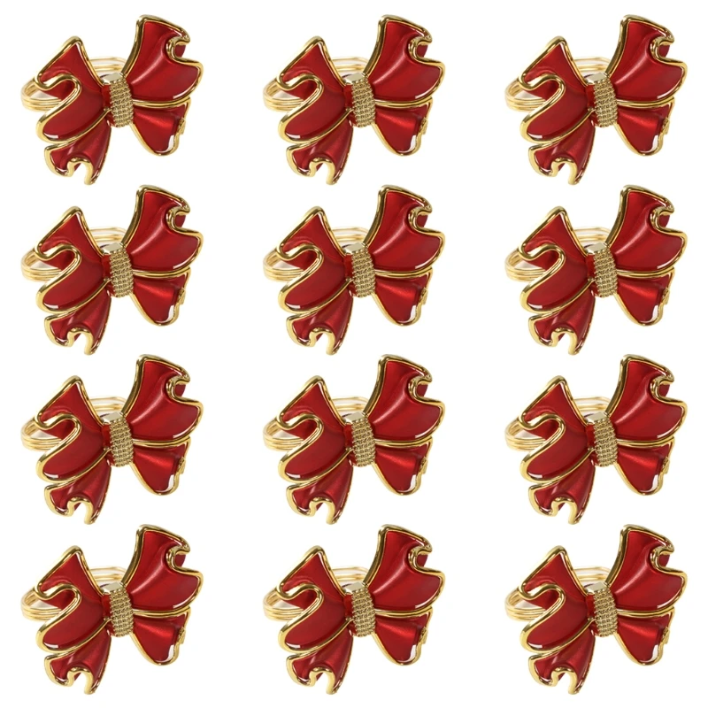 

Elegant Red Bow Napkin Buckle Room Kitchen Dining Room Table Decoration