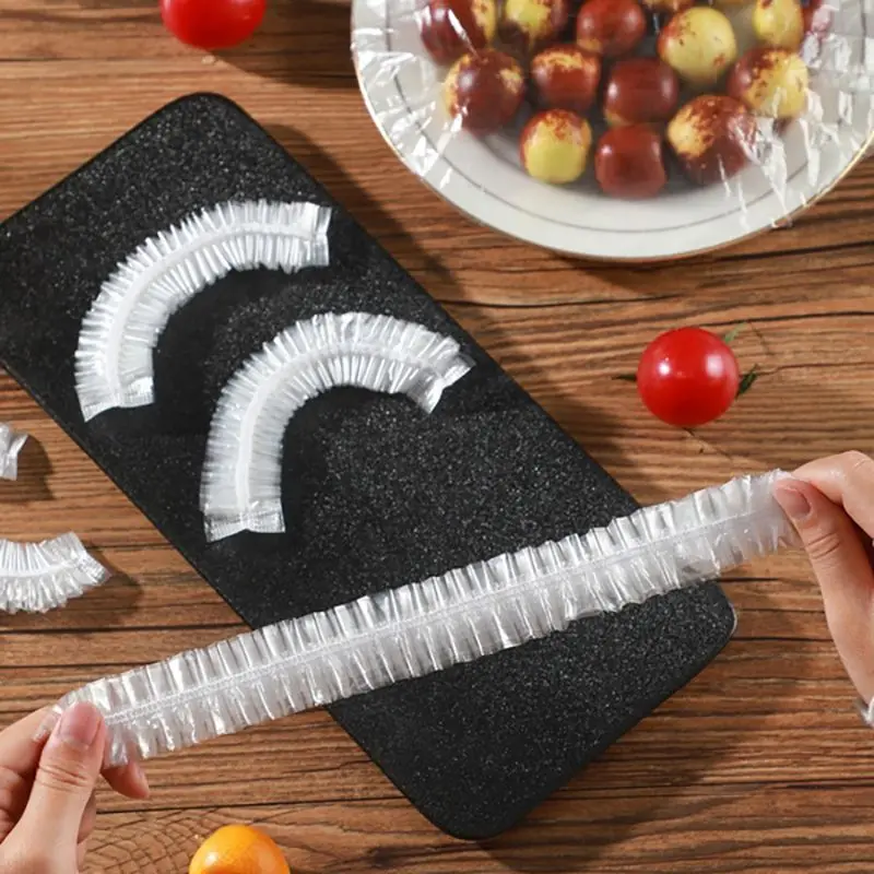Description Picture 6 of item100pcs Disposable Food Cover Plastic Wrap Elastic Food Lids For Fruit Bowls Cups Caps Storage Kitchen Fresh Keeping Saver Bag