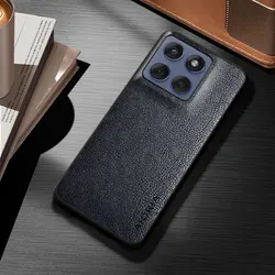 Vintage Leather Skin Luxury Phone Case - Stylish and Soft Protective Cover for Edge 70 fusion (Black)