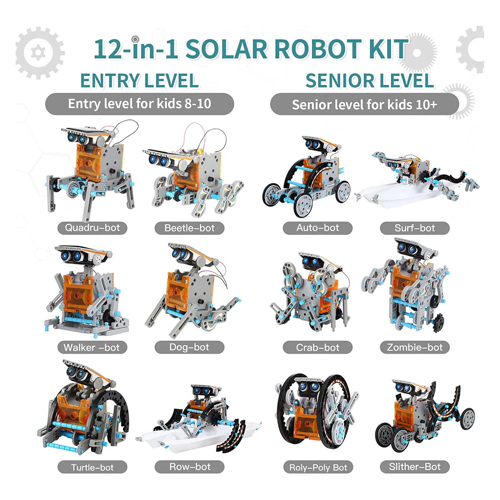 Kit de robot solar Stem 12 en 1, juguetes, regalos para niños de 3 a 8 años, conjunto educativo de experimentos científicos, regalo de cumpleaños_voghion.com